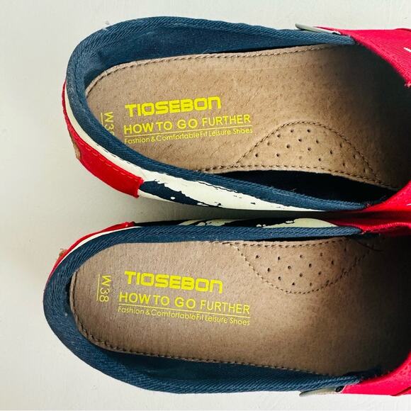 TIOSEBON Womens Casual Canvas Flat Slip On Shoes Patriotic Red White Blue Size 7 - Picture 7 of 11